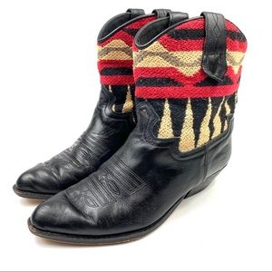 Black leather cowboy blanket boot w red tapestry 7